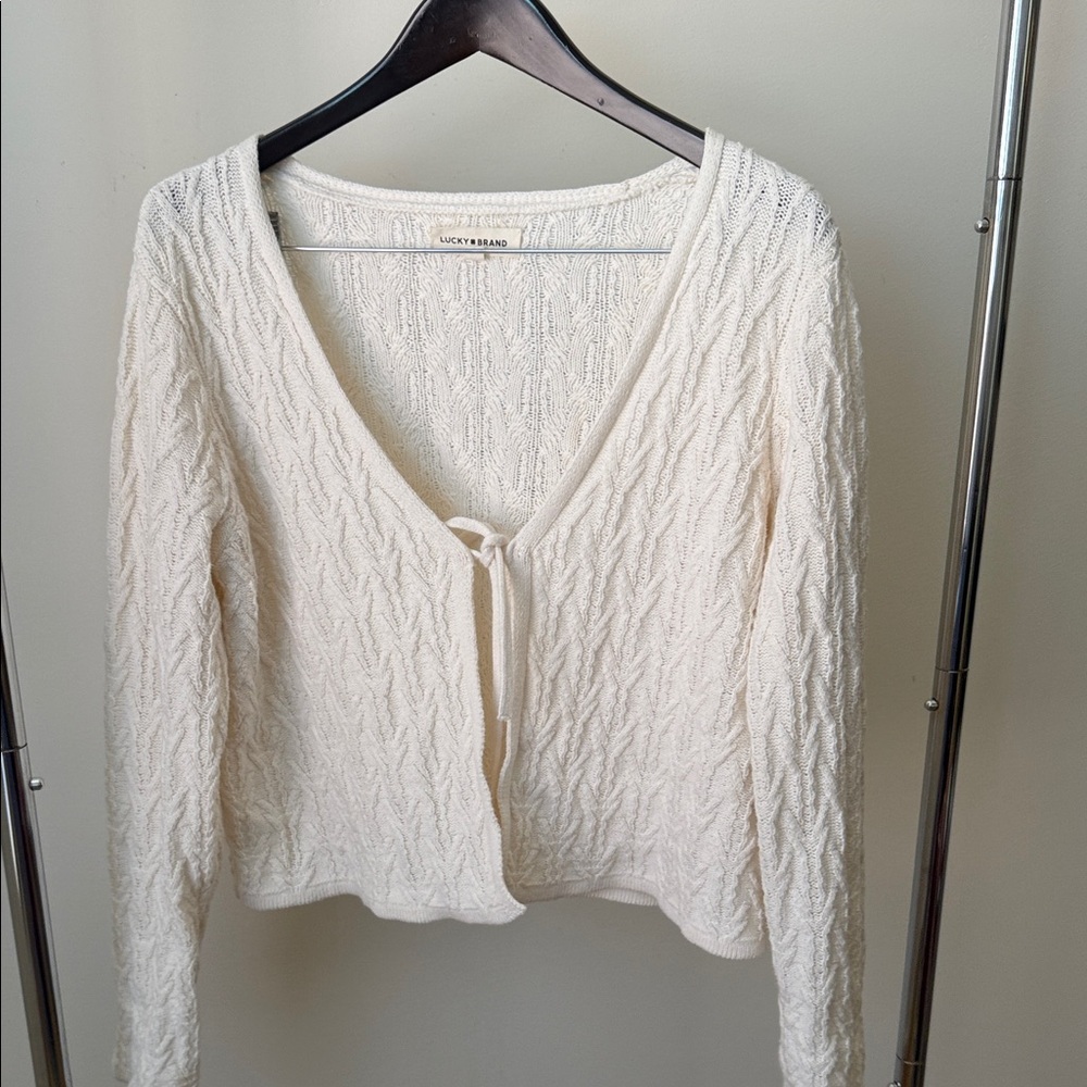 Lucky Brand Ivory Textured Cardigan